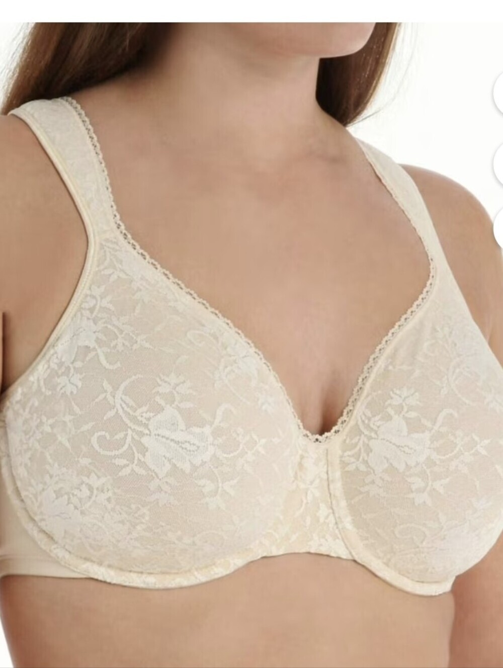 Playtex 4421 Cottony Gel Comfort Strap Underwire Bra Lace Nude Shaped 40DDD NWT